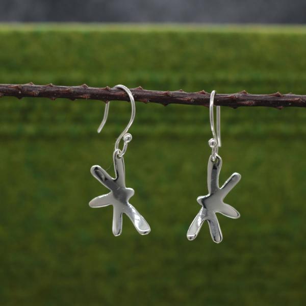Dragonfly Sterling Silver Earrings With High Polished Silver Finish | French Wire Silver Earrings picture