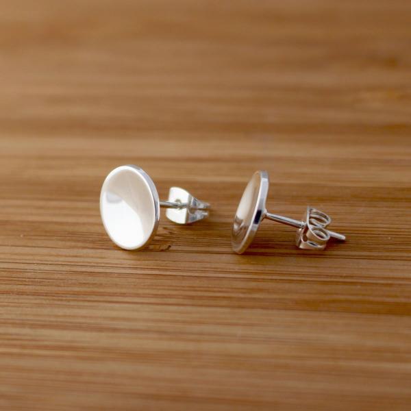 Small Dapped Disc Sterling Silver Earrings With High Polished Silver Finish | Silver Post Earrings picture