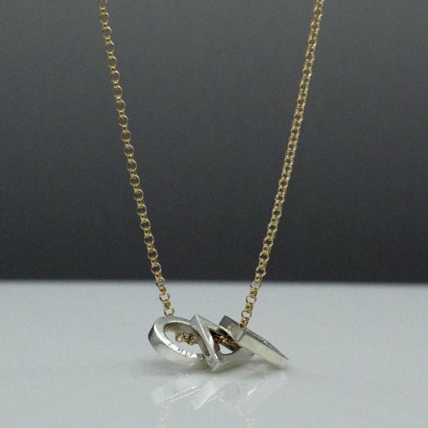 GeomeThree Charms Necklace With High Polished Silver Finish | Adjustable Gold Filled Silver Chain