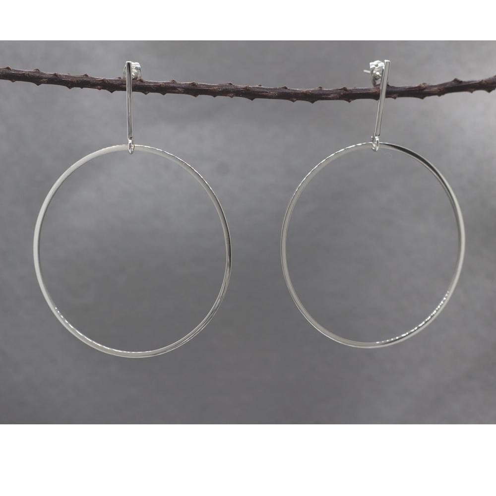 Gitana Silver Hoop Earrings With High Polished Silver Finish | Silver Post Earrings picture
