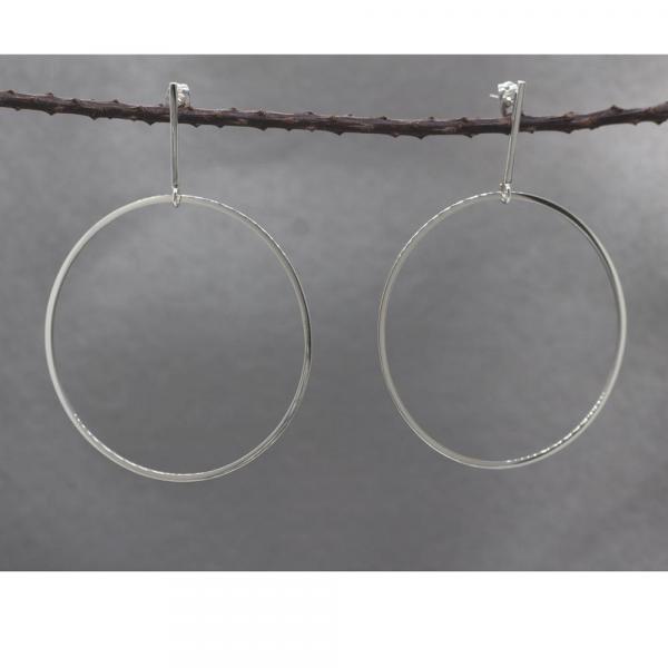 Gitana Silver Hoop Earrings With High Polished Silver Finish | Silver Post Earrings picture