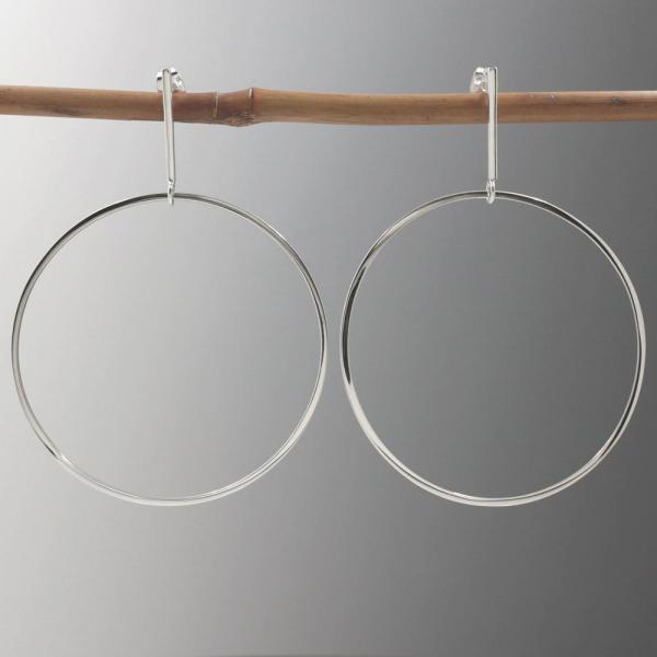 Gitana Silver Hoop Earrings With High Polished Silver Finish | Silver Post Earrings picture