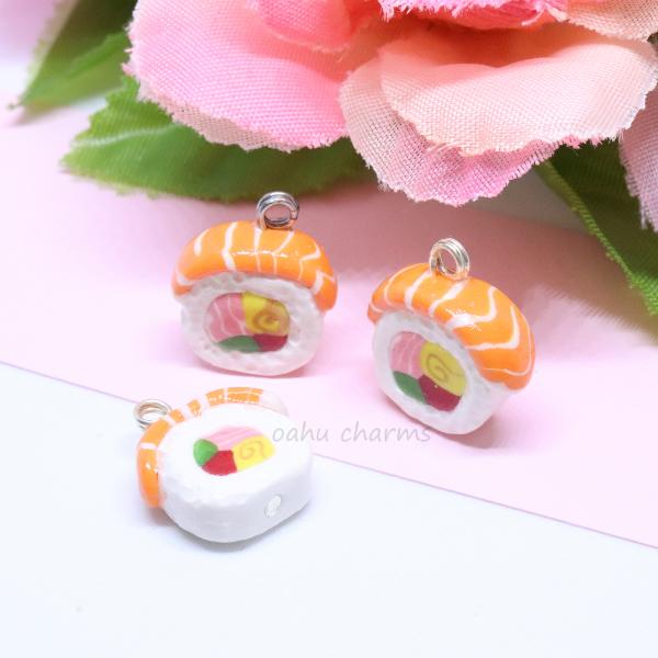 Salmon Sushi Polymer Clay Charm picture