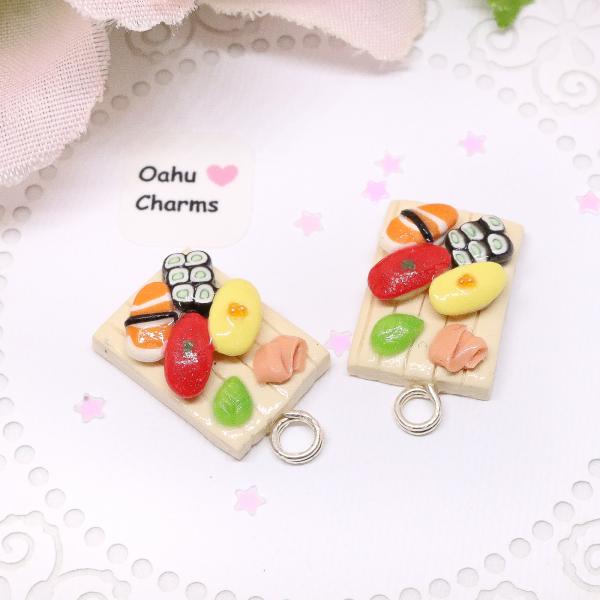 Sushi Platter 4 Piece Polymer Clay Charm picture