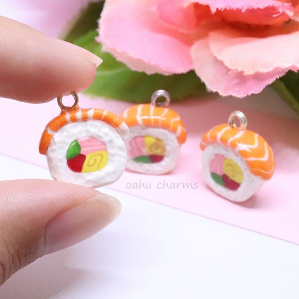 Salmon Sushi Polymer Clay Charm picture