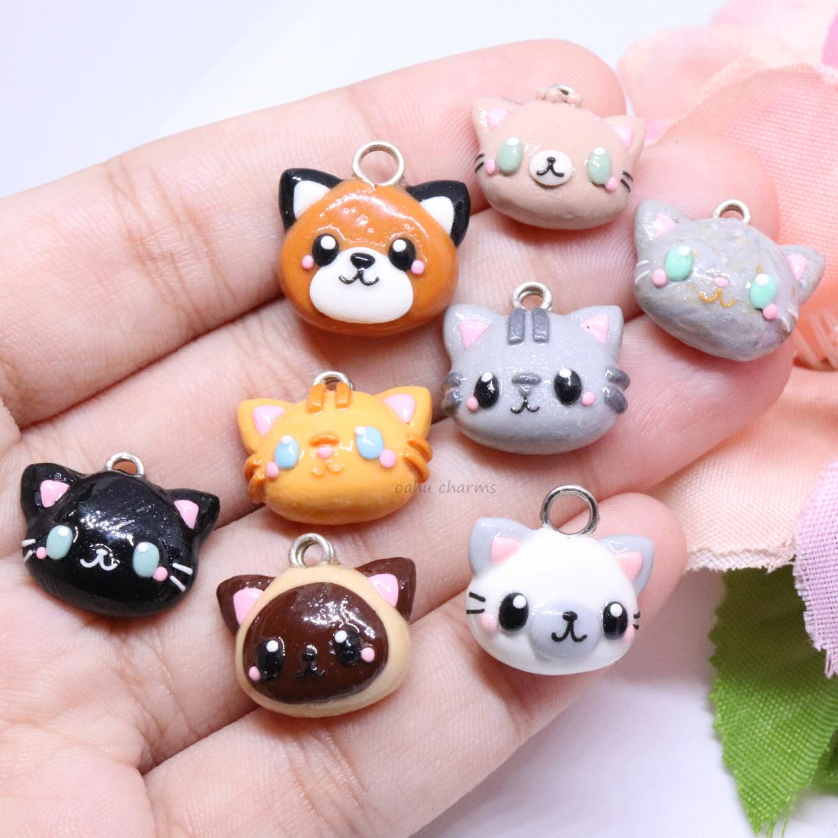 Kitty Head Polymer Clay Charm (8 styles available) picture