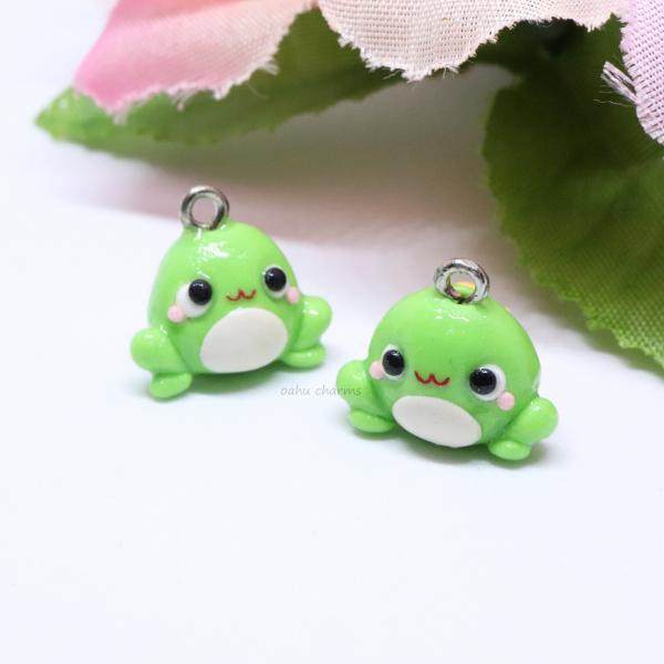 Green Frog Polymer Clay Charm picture