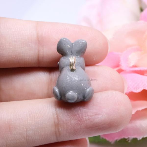 Grey Bunny Polymer Clay Charm picture
