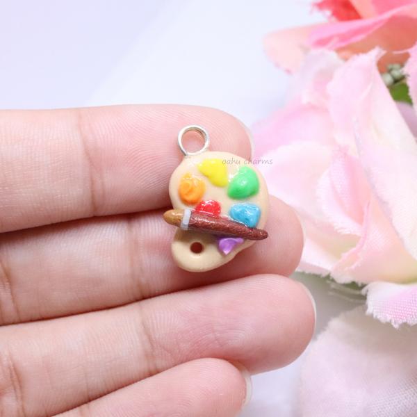 Rainbow Paint Palette Polymer Clay Charm picture