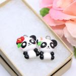 Panda with Flower Polymer Clay Charm (2 styles available)