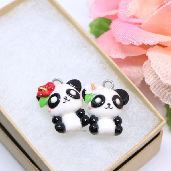 Panda with Flower Polymer Clay Charm (2 styles available)