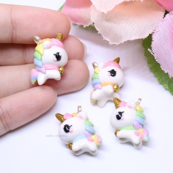 Pastel Rainbow Unicorn Polymer Clay Charm (6 styles available) picture