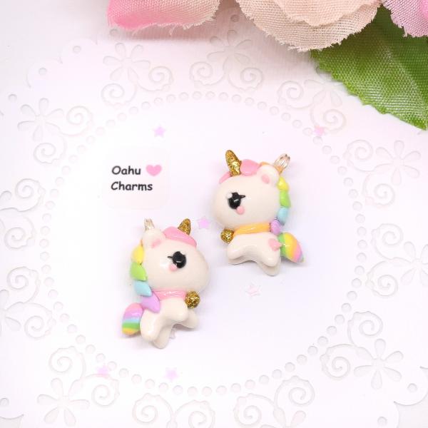 Pastel Rainbow Unicorn Polymer Clay Charm (6 styles available) picture