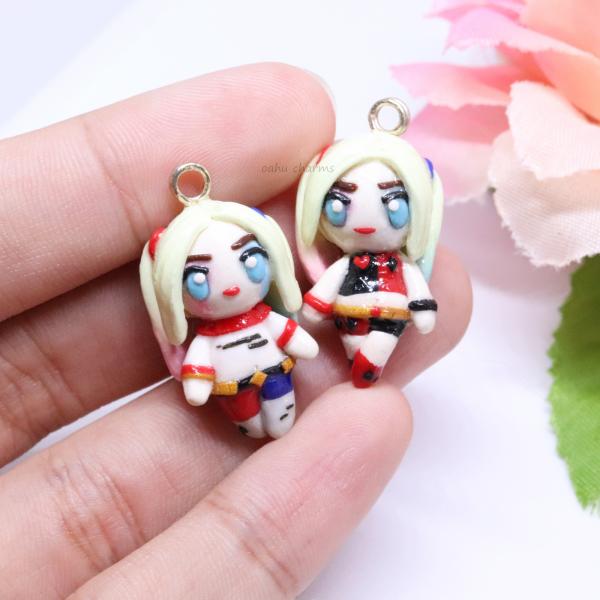 Harley Quinn Inspired Polymer Clay Charm (2 styles available)