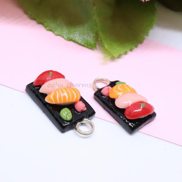 3 Piece Sushi Platter Polymer Clay Charm picture