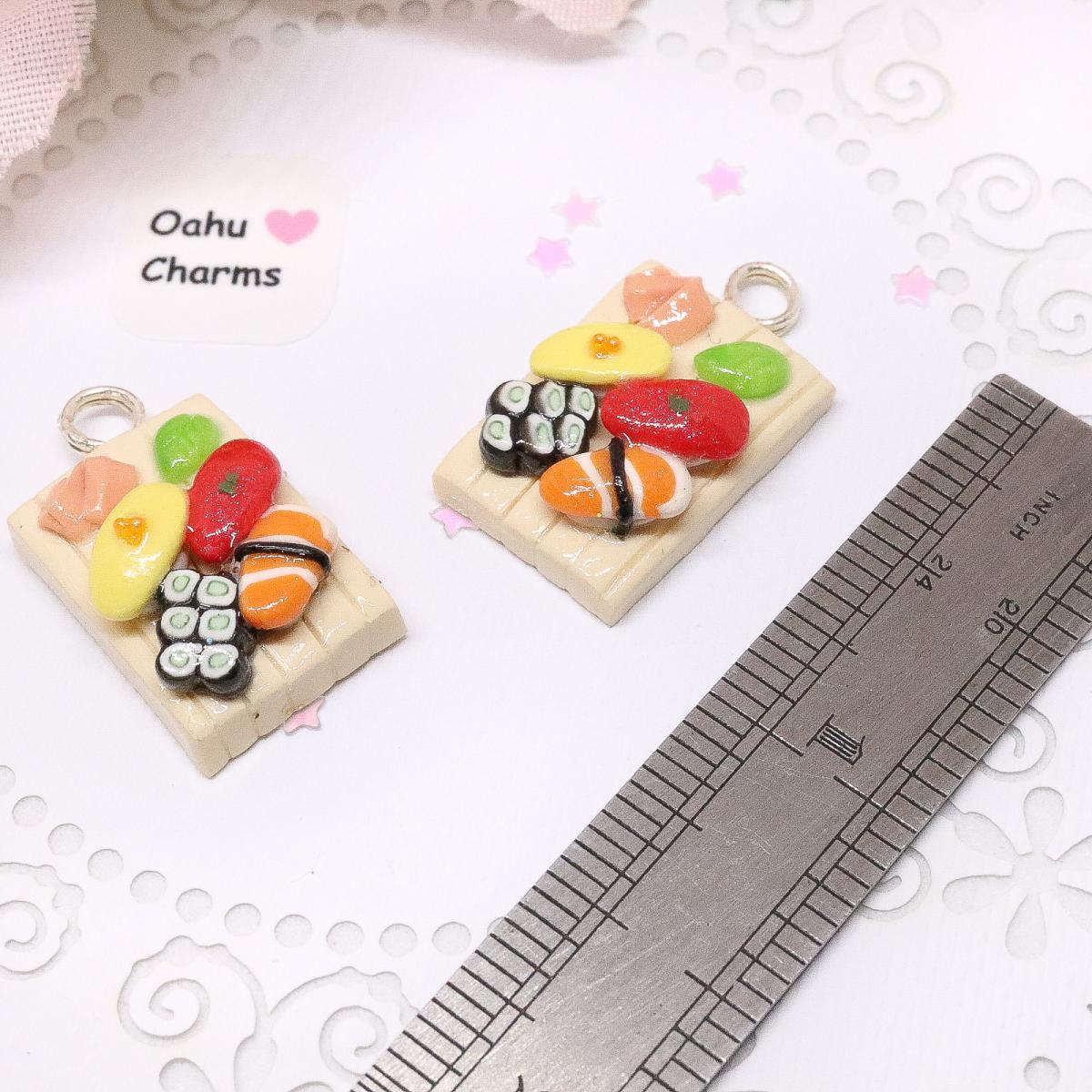 Sushi Platter 4 Piece Polymer Clay Charm picture