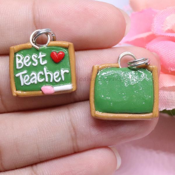 'Best Teacher' Chalkboard Polymer Clay Charm picture
