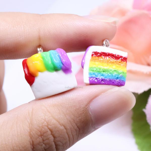 Rainbow Cake Slice Polymer Clay Charm