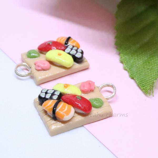 Sushi Platter 4 Piece Polymer Clay Charm picture