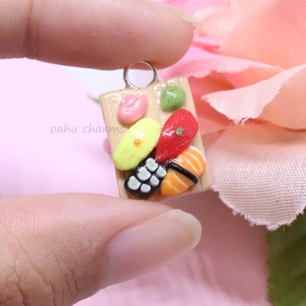 Sushi Platter 4 Piece Polymer Clay Charm picture