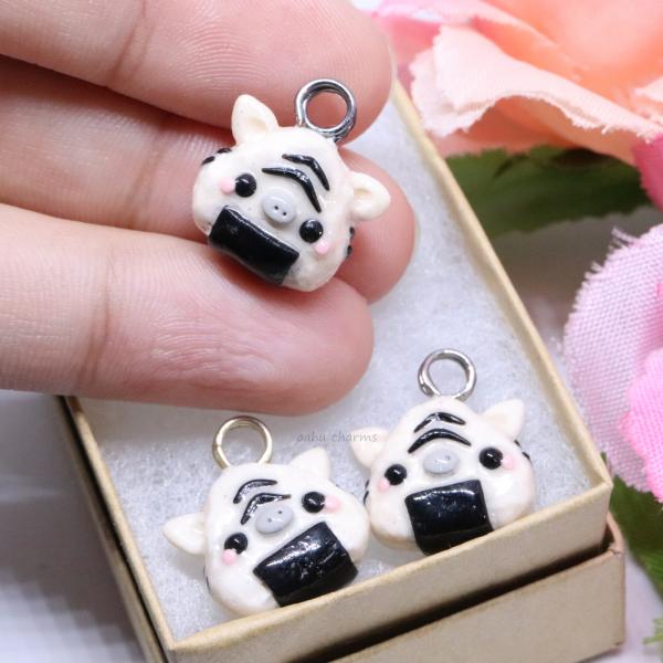 Zebra Onigiri Polymer Clay Charm picture