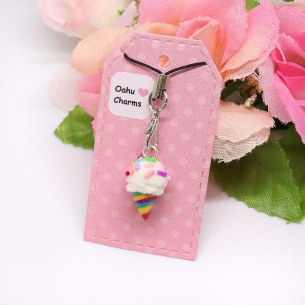 Vanilla and Rainbow Ice Cream Polymer Clay Charm picture