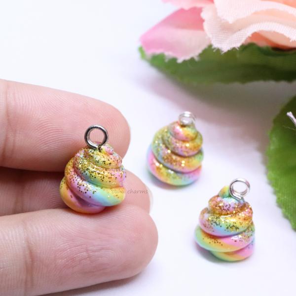 Glitter Rainbow Poop Polymer Clay Charm picture