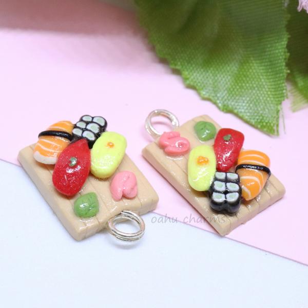 Sushi Platter 4 Piece Polymer Clay Charm picture