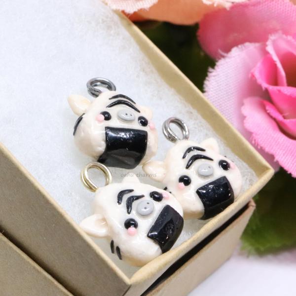 Zebra Onigiri Polymer Clay Charm picture