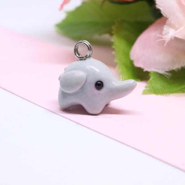 Chubby Elephant Polymer Clay Charm picture