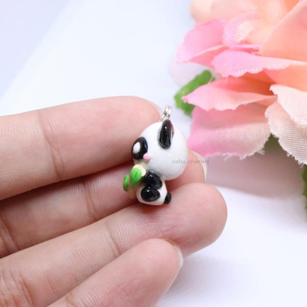 Panda Holding Bamboo Polymer Clay Charm picture