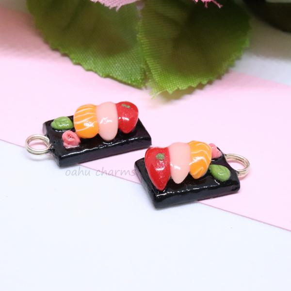 3 Piece Sushi Platter Polymer Clay Charm picture