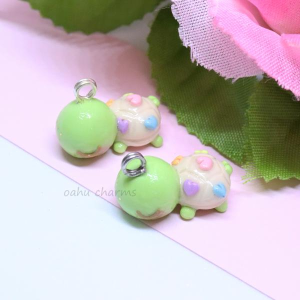Rainbow Hearts Turtle Polymer Clay Charm picture