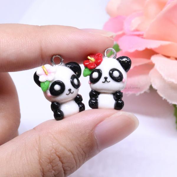 Panda with Flower Polymer Clay Charm (2 styles available) picture