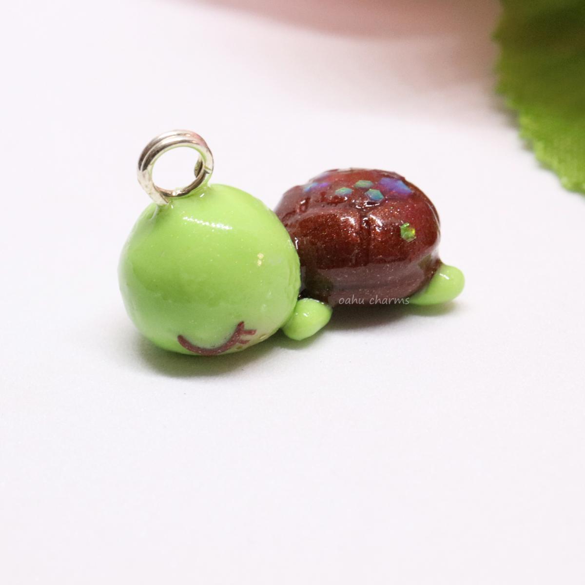 Glittery Turtle Polymer Clay Charm picture