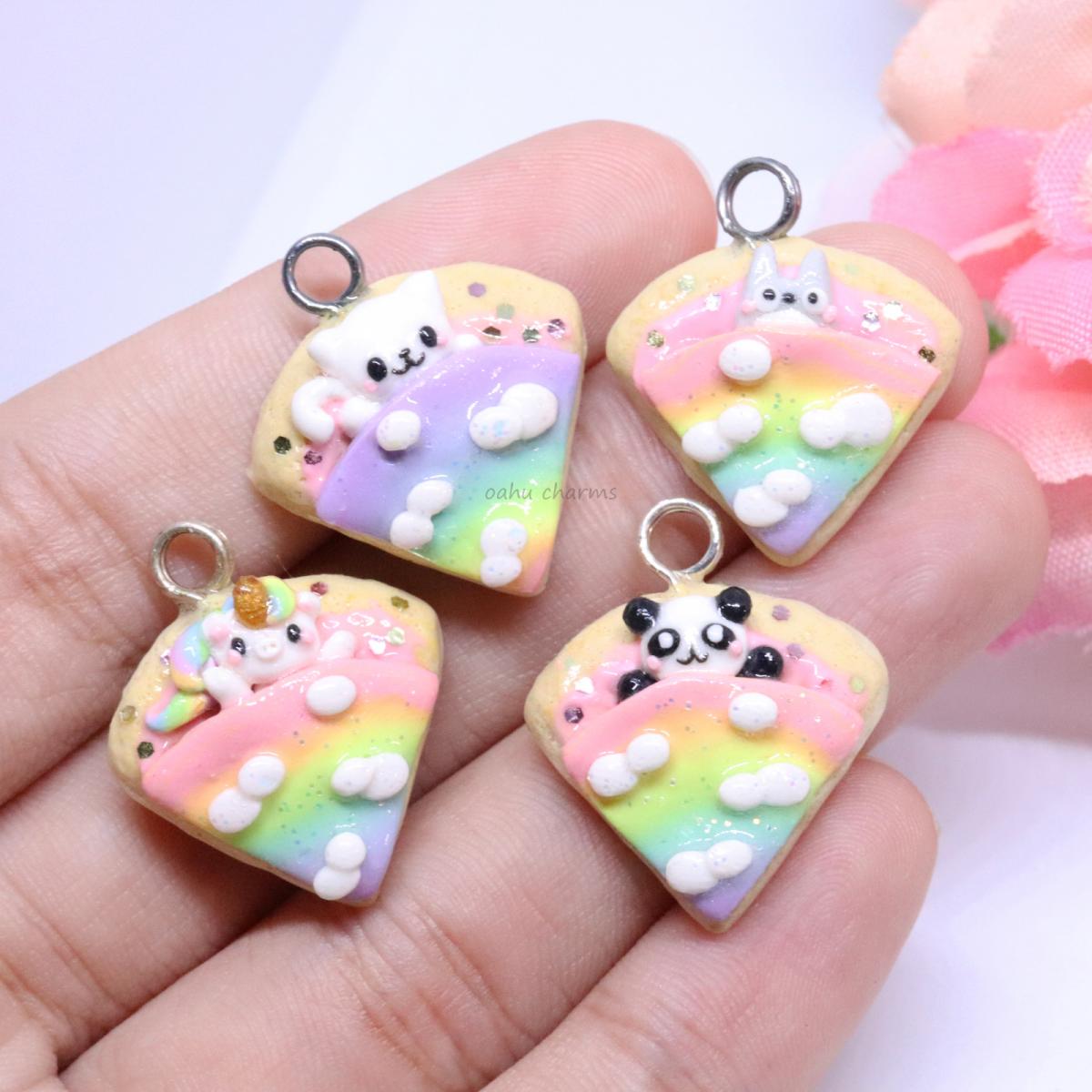Dreamy Rainbow Pizza Polymer Clay Charm (4 styles available) picture