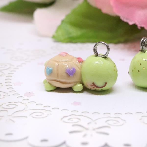 Rainbow Hearts Turtle Polymer Clay Charm picture
