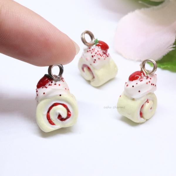 Strawberry Shortcake Swirl Polymer Clay Charm picture