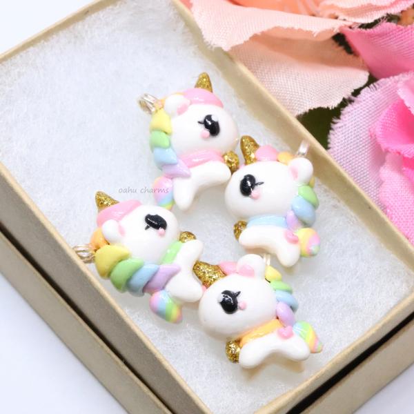 Pastel Rainbow Unicorn Polymer Clay Charm (6 styles available) picture