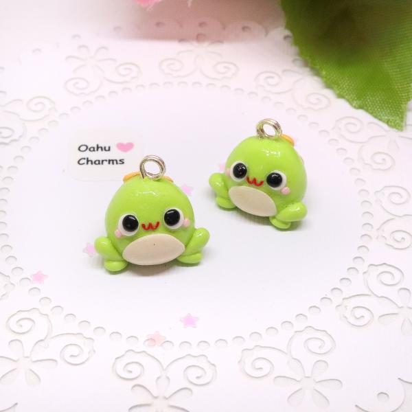 Green Frog Polymer Clay Charm