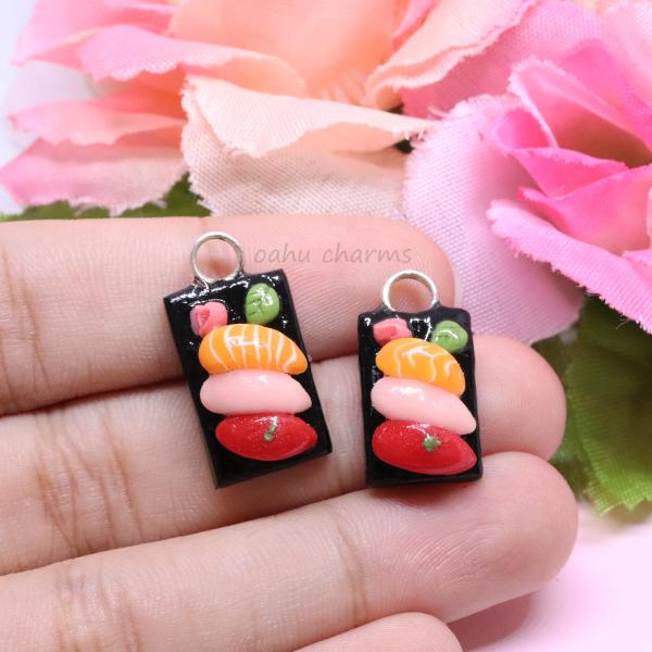 3 Piece Sushi Platter Polymer Clay Charm picture