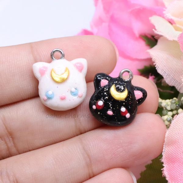 Artemis and Luna Polymer Clay Charm Pair picture