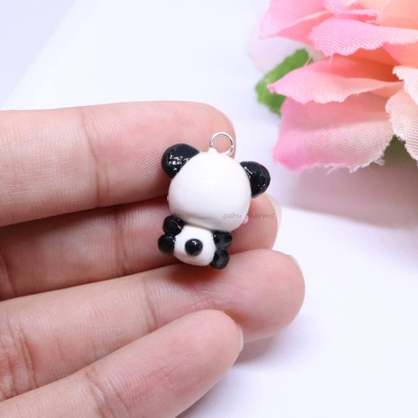 Panda Holding Bamboo Polymer Clay Charm picture