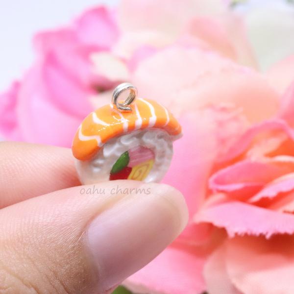 Salmon Sushi Polymer Clay Charm picture