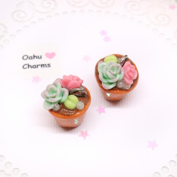 Cute Succulents Pot Polymer Clay Charm picture