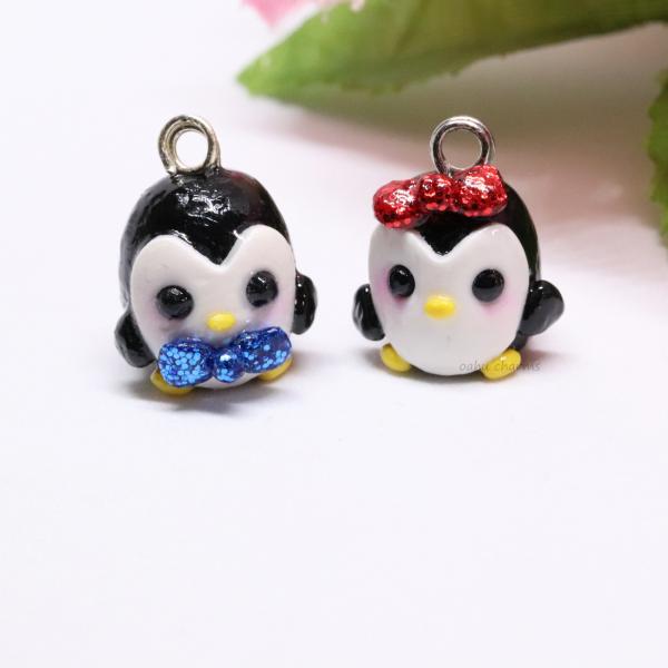 Penguin with Bow Polymer Clay Charm picture