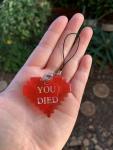 8-Bit Heart Phone Charm- You Died