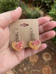 Pink and Yellow Heart Earrings