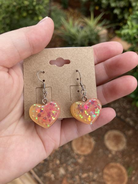 Pink and Yellow Heart Earrings picture