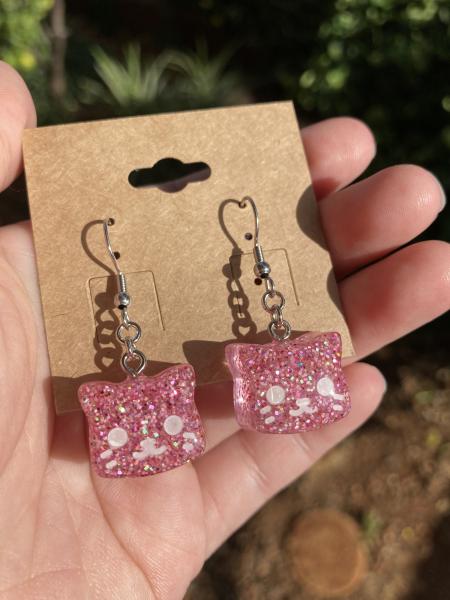 Bright Pink Cat Earrings picture